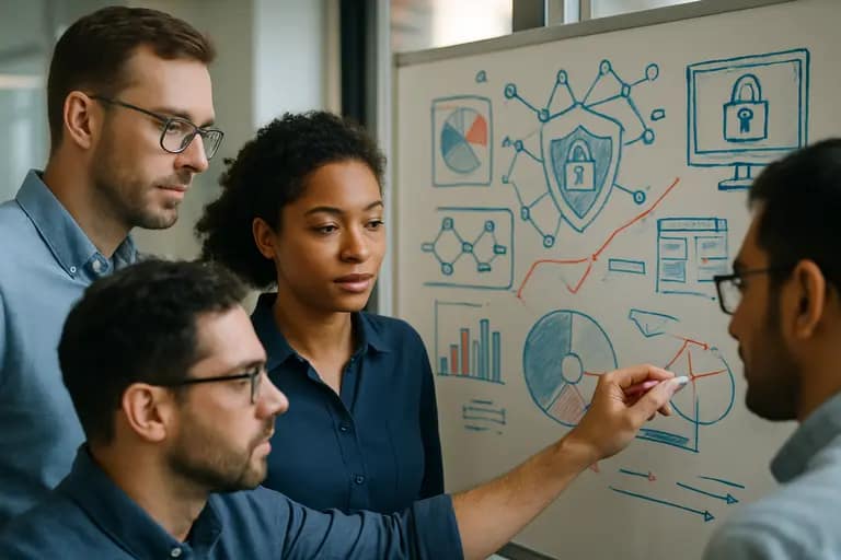 Utility team reviewing access controls, manual fallback plans, and monitoring notes