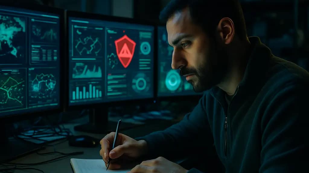 AI Security Posture briefing with engineers reviewing containment diagrams
