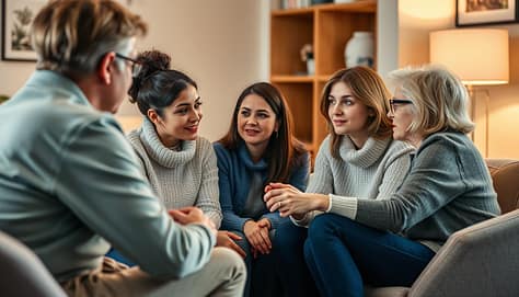 Coaching parents in a warm, personalized setting. A small group discussion unfolds, with coaches guiding attentive parents through tailored communication strategies. Soft lighting casts a nurturing glow, as parents lean in, engaged and receptive. The scene conveys a sense of collaboration and mutual understanding, reflecting the importance of adapting messaging for diverse stakeholders. Coaching parents in a warm, personalized setting. A small group discussion unfolds, with coaches guiding attentive parents through tailored communication strategies. Soft lighting casts a nurturing glow, as parents lean in, engaged and receptive. The scene conveys a sense of collaboration and mutual understanding, reflecting the importance of adapting messaging for diverse stakeholders.