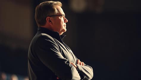 A coach standing confidently, shoulders back, chin up, conveying authority and expertise. The figure is illuminated by a warm, directional light, casting subtle shadows that accentuate the curves and planes of the body. The background is slightly blurred, keeping the focus on the coach's posture and presence. The overall mood is one of poise, assurance, and a sense of command over the space, reflecting the key elements of nonverbal communication for coaches. A coach standing confidently, shoulders back, chin up, conveying authority and expertise. The figure is illuminated by a warm, directional light, casting subtle shadows that accentuate the curves and planes of the body. The background is slightly blurred, keeping the focus on the coach's posture and presence. The overall mood is one of poise, assurance, and a sense of command over the space, reflecting the key elements of nonverbal communication for coaches.