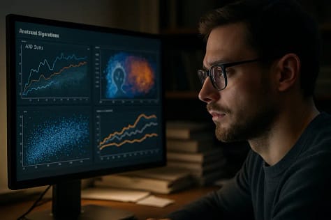 AMD AI Efficiency analysis shown through AI racks, power meters, and performance charts