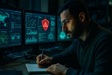 AI Security Posture briefing with engineers reviewing containment diagrams