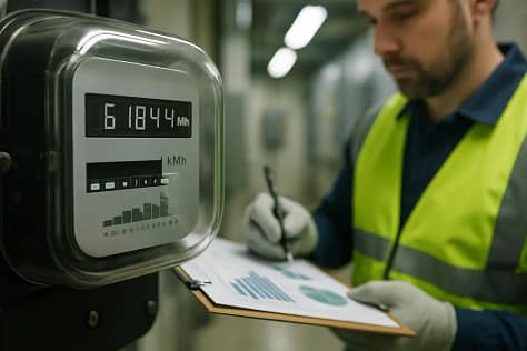 electricity demand visual showing sector load bars and grid planning notes